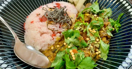 鯖とカリカリ梅の出汁入りスパイスカレー