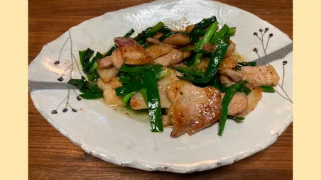豚バラ肉とニラの甘辛炒め