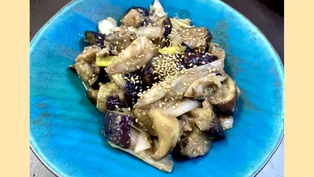 ナスとネギの酢味噌炒め