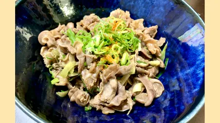砂肝と茗荷のオイスターソース炒め