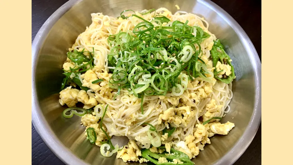 塩油そうめんを使ったチャンプルー