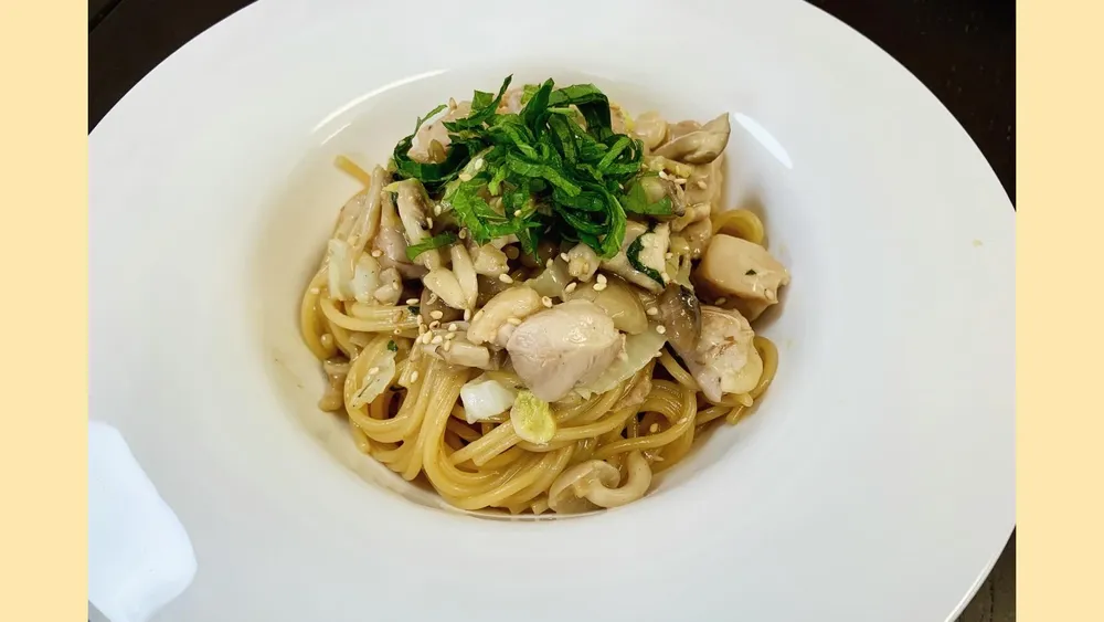 鶏ももときのこの和風パスタ