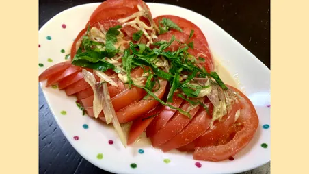 トマトのわさびポン酢マヨドレッシングサラダ