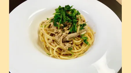 椎茸とツナの味噌マヨパスタ