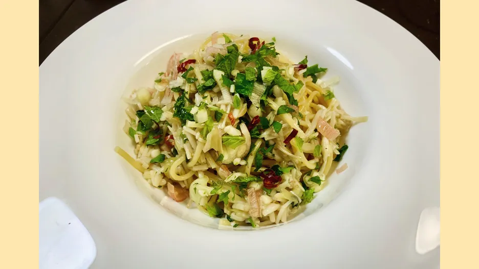 えのきの薬味たっぷりオイルパスタ