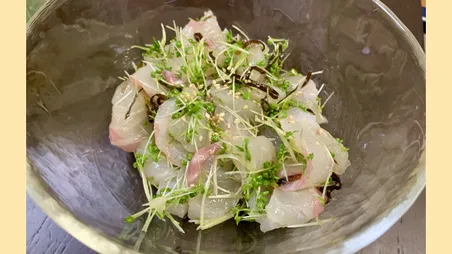 鯛の白だし塩昆布マリネ