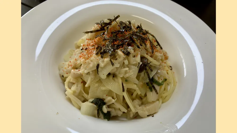 きのこの和風白だしパスタ