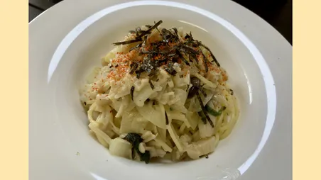きのこの和風白だしパスタ