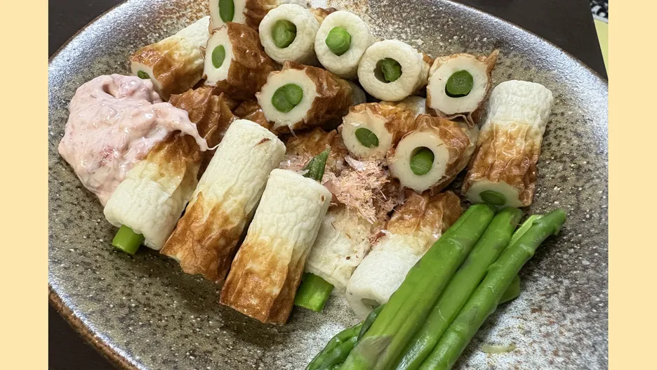 アスパラと竹輪の梅マヨ