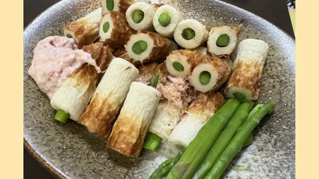 アスパラと竹輪の梅マヨ