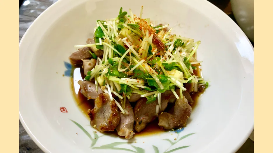 砂肝のカイワレポン酢和え